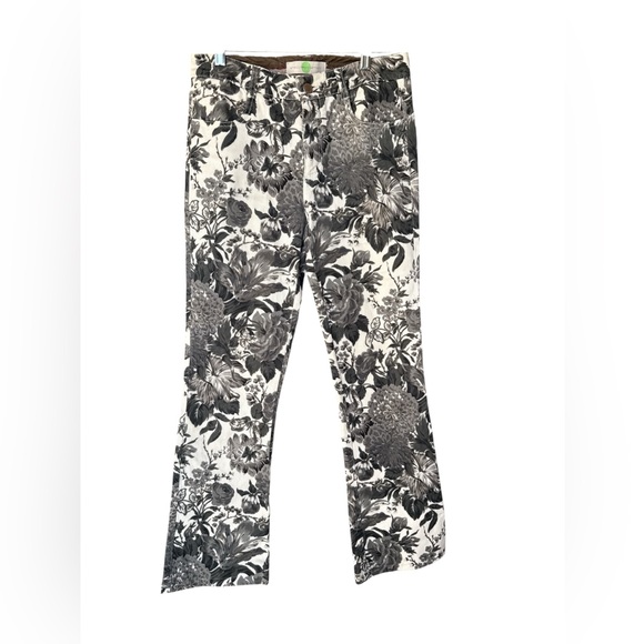 Stella McCartney Black and White Floral Straight Leg Jeans